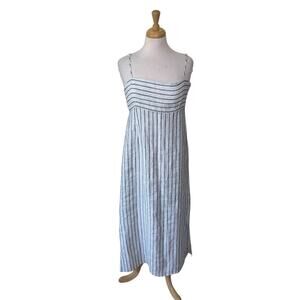 FAHERTY Sienna Linen Sun Dress Oceanside Stripe Medium NWT